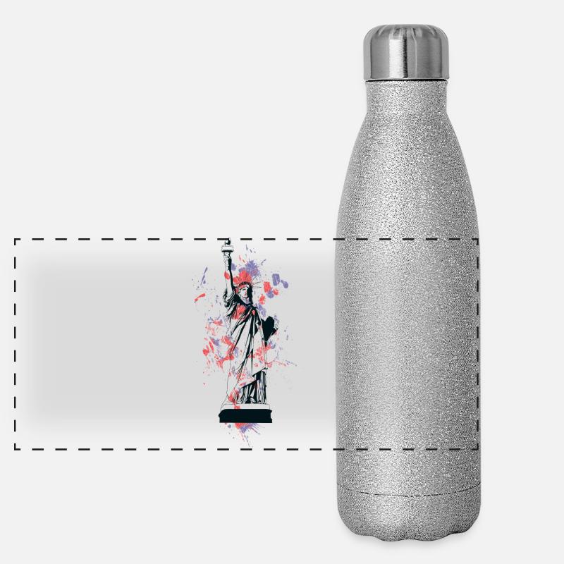 Freiheitsstatue im Farbenspritzer Panorama Glitzer Isolierflasche 500 ml