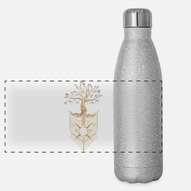Makramee-Baum des Lebens im kunstvollen Design Panorama Glitzer Isolierflasche 500 ml