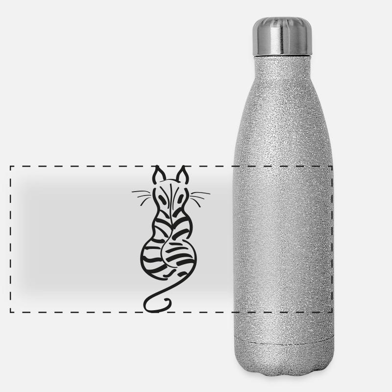 Cat Minimalist Line Back Stripe Tiger Panoramic Glitter Thermal Bottle 500 ml