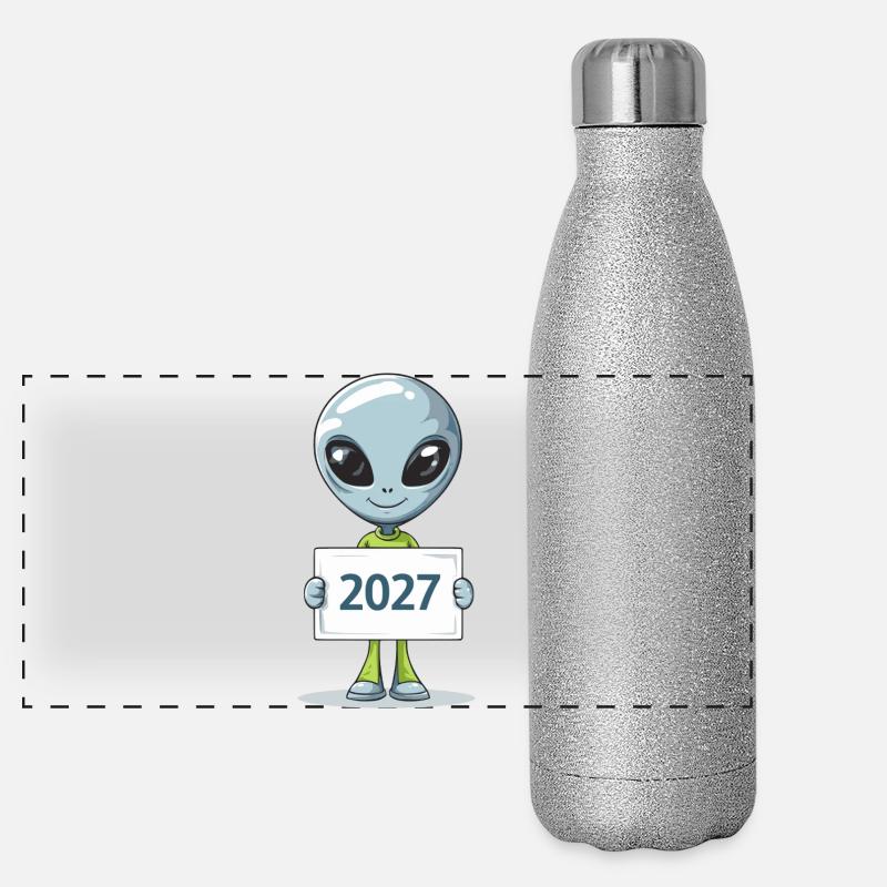 kleines blaues Alien Panorama Glitzer Isolierflasche 500 ml