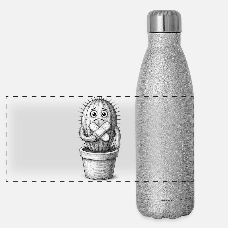 Bandaged Sad Cactus Panoramic Glitter Thermal Bottle 500 ml