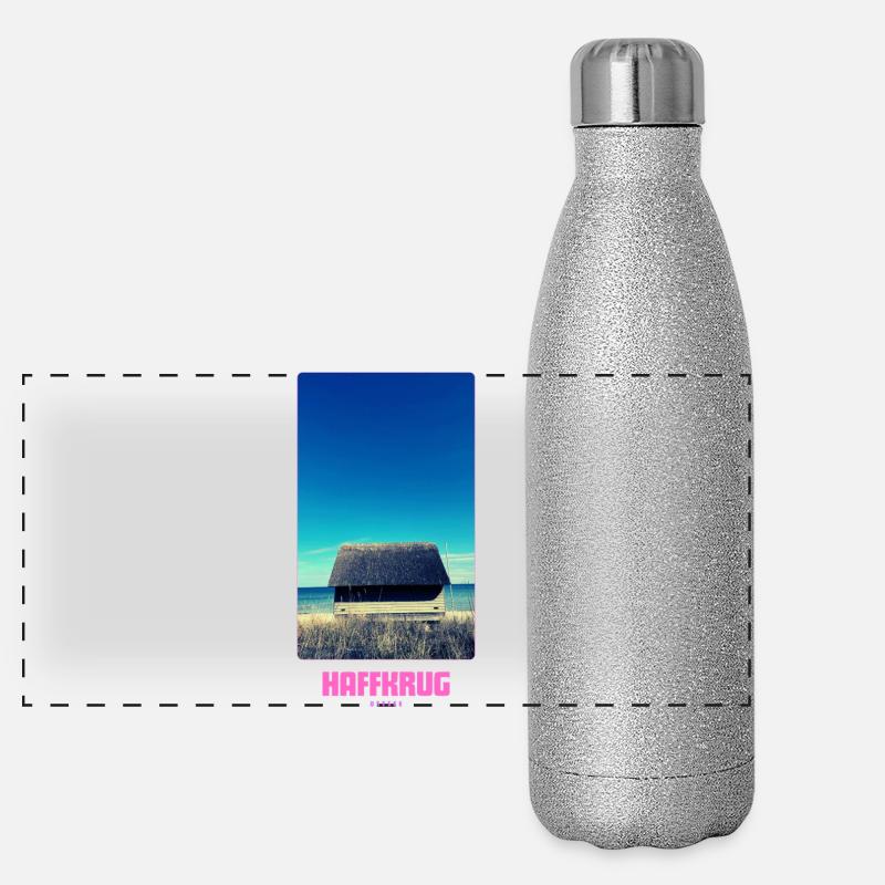 HAFFKRUG Strand - Panorama Glitzer Isolierflasche 500 ml - Silber Glitzer