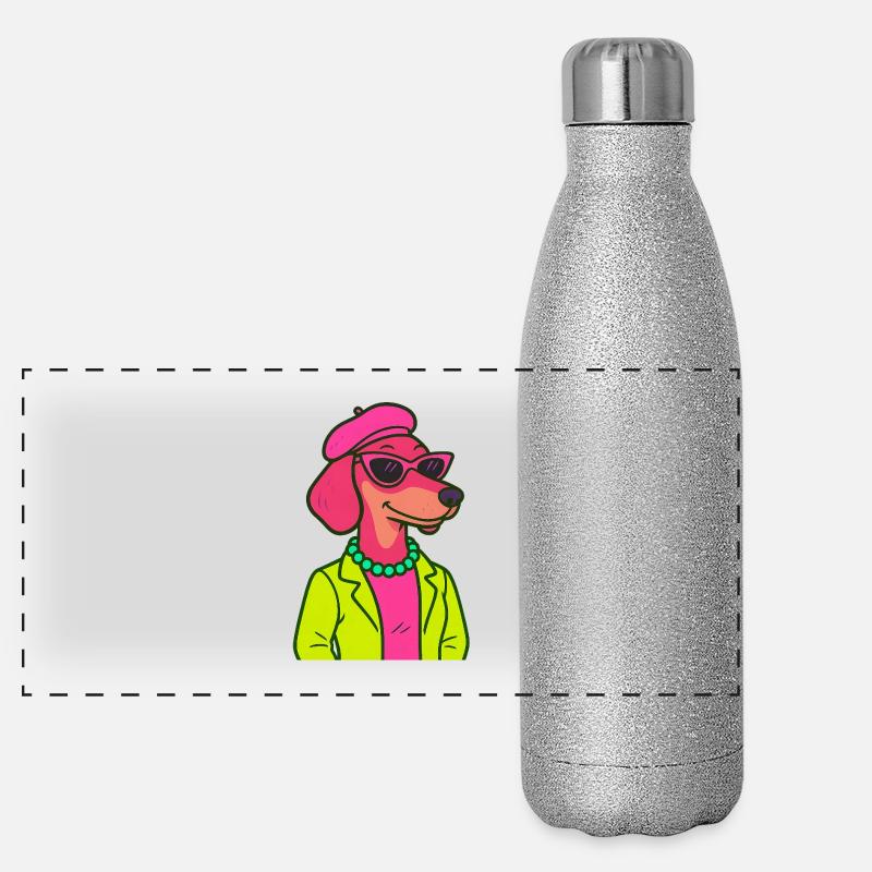 Dame teckel néon Gourde isotherme panoramique pailletée 500 ml