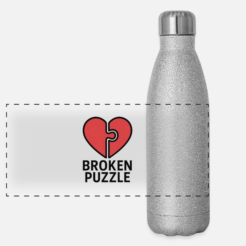 Conception de coeur perplexe Gourde isotherme panoramique pailletée 500 ml