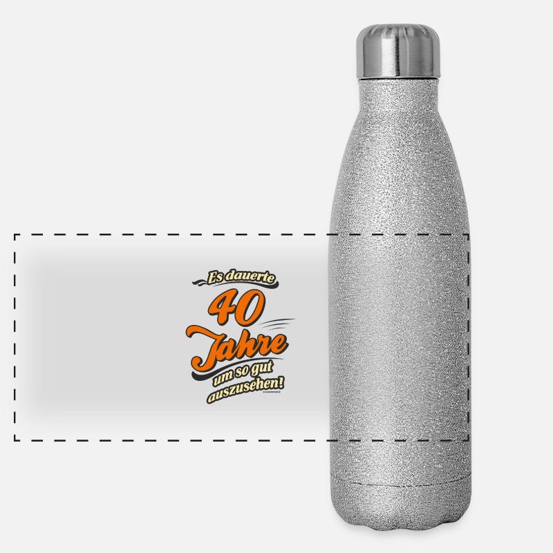 Es dauerte 40 Jahre, original RAHMENLOS® Design Panorama Glitzer Isolierflasche 500 ml