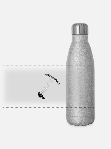 kitesurfer - Gourde isotherme panoramique pailletée 500 ml - paillettes argentées - Devant