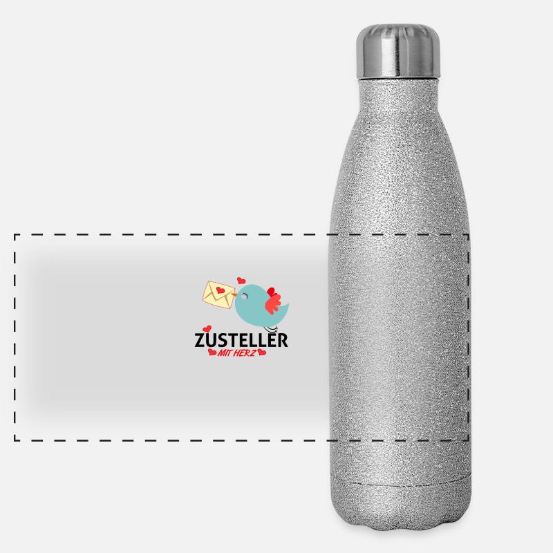 Zusteller mit Herz Panorama Glitzer Isolierflasche 500 ml