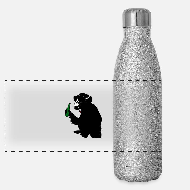 monkey with beer bottle Panorama Glitzer Isolierflasche 500 ml