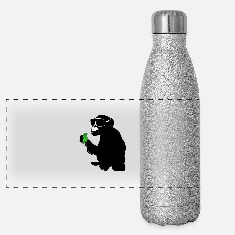monkey with hand grenade Panoramic Glitter Thermal Bottle 500 ml