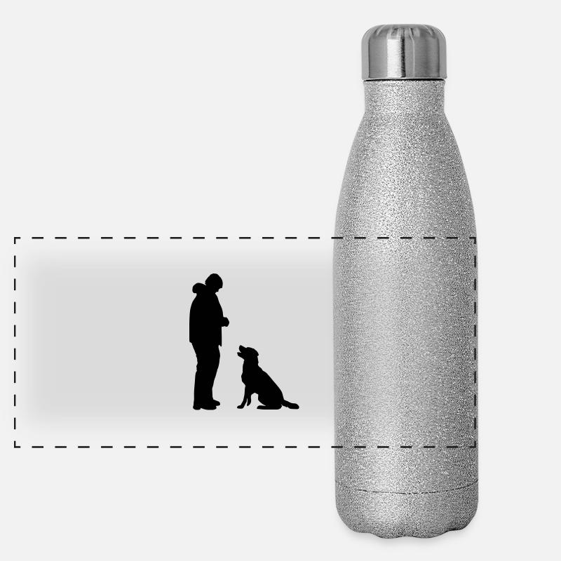 Hund sitzt vor Panorama Glitzer Isolierflasche 500 ml