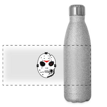 Horror Hockey Mask - Panoramic Glitter Thermal Bottle 500 ml - silver glitter - Front