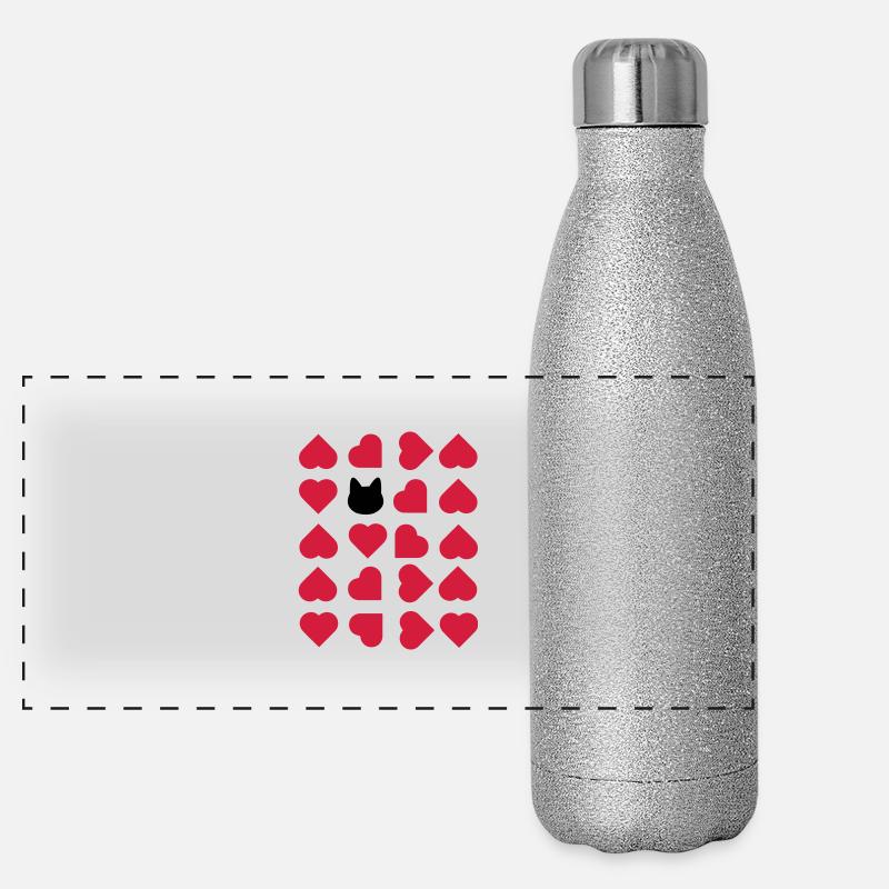 Ich liebe Katzen Panorama Glitzer Isolierflasche 500 ml