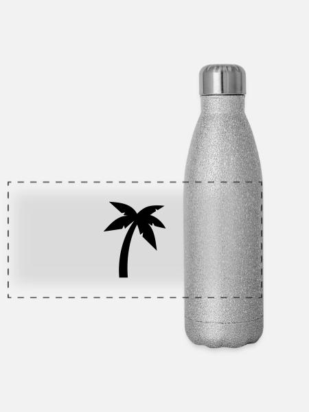 Palme - Gourde isotherme panoramique pailletée 500 ml - paillettes argentées - Devant
