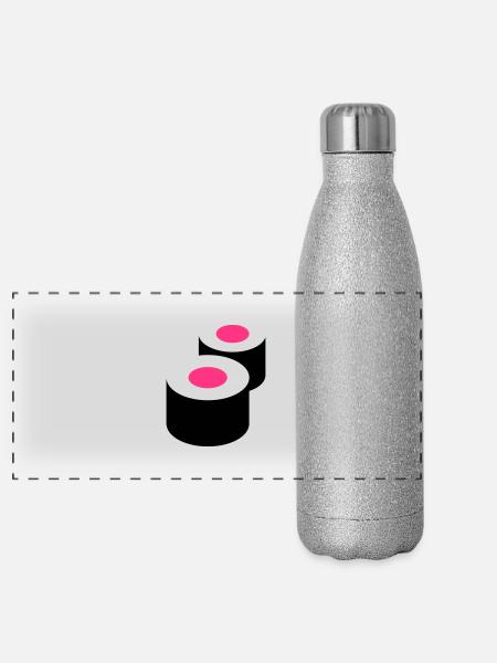 Sushi - Panoramic Glitter Thermal Bottle 500 ml - silver glitter - Front