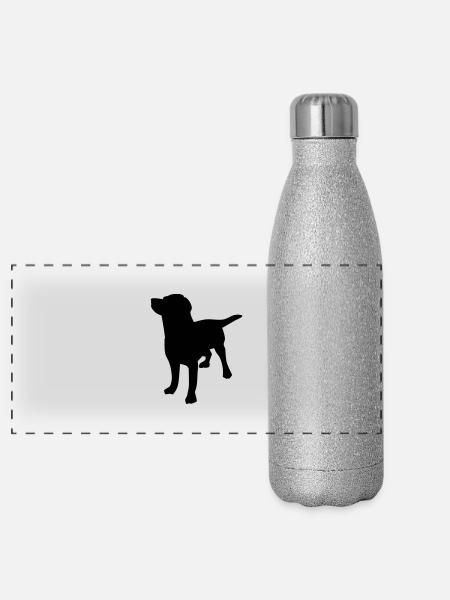 pet dog - Panoramic Glitter Thermal Bottle 500 ml - silver glitter - Front