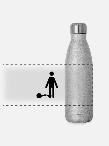 Hochzeit - Panorama Glitzer Isolierflasche 500 ml - Silber Glitzer - Vorne