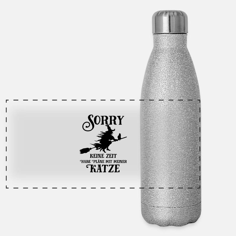 Katze Pläne Hexe Panorama Glitzer Isolierflasche 500 ml