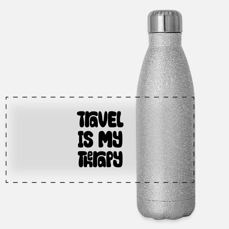 Travel Is My Therapy Panorama Glitzer Isolierflasche 500 ml