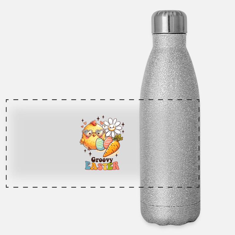 Pâques Pâques Lapin Veille de Pâques Dimanche de Pâques Oeuf de Pâques Printemps Gourde isotherme panoramique pailletée 500 ml