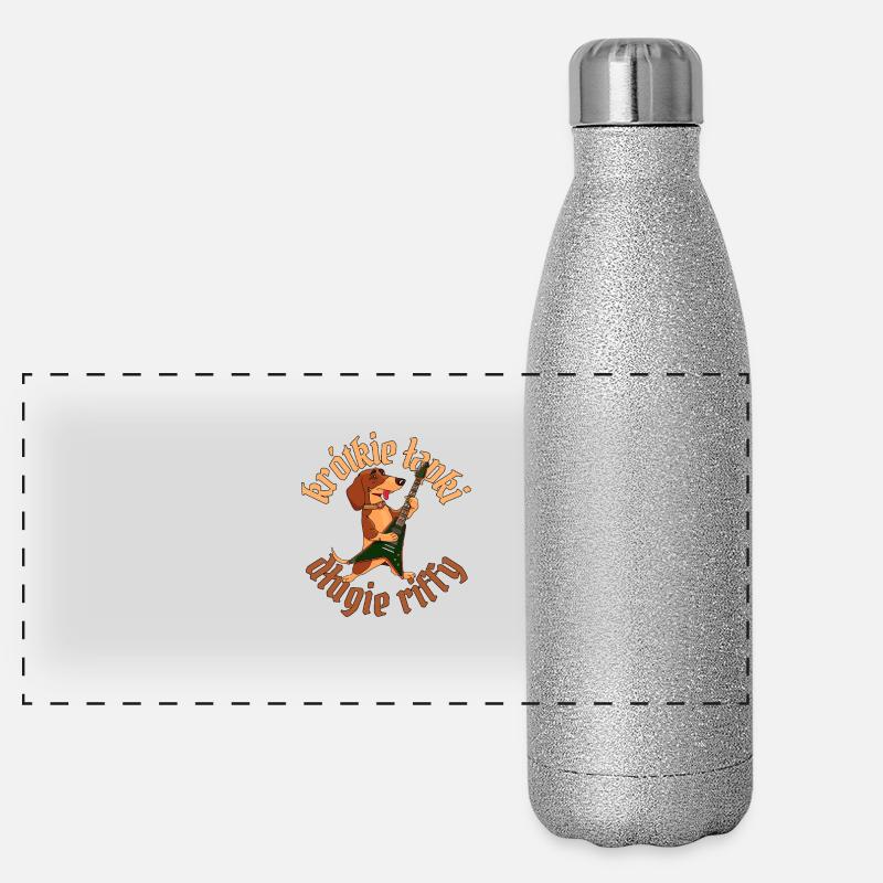 Gitarre Hund Dackel Metall Panorama Glitzer Isolierflasche 500 ml