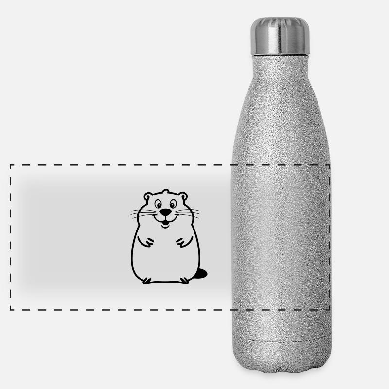 Pummeliger Bieber als Vektorgrafik Panorama Glitzer Isolierflasche 500 ml