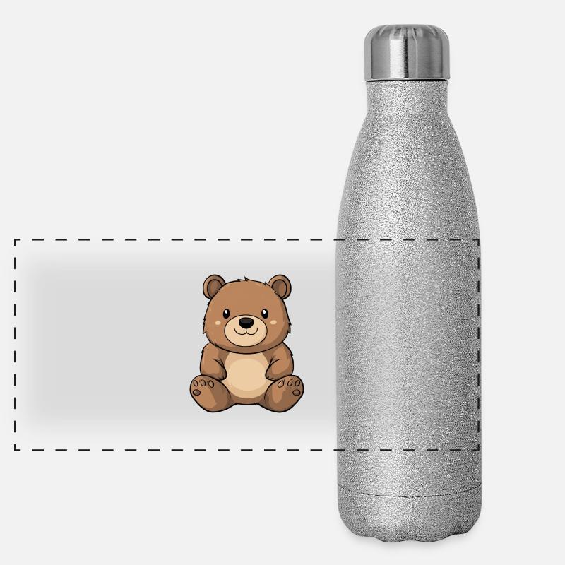 kleiner süßer Bär Panorama Glitzer Isolierflasche 500 ml