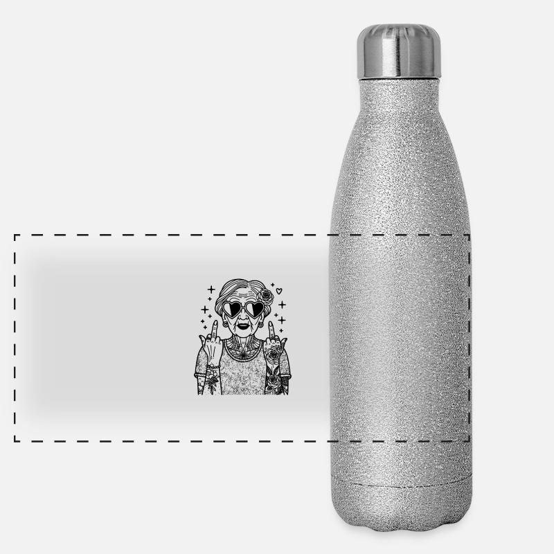 Coole Oma – Retro Clipart mit Sonnenbrille Panorama Glitzer Isolierflasche 500 ml