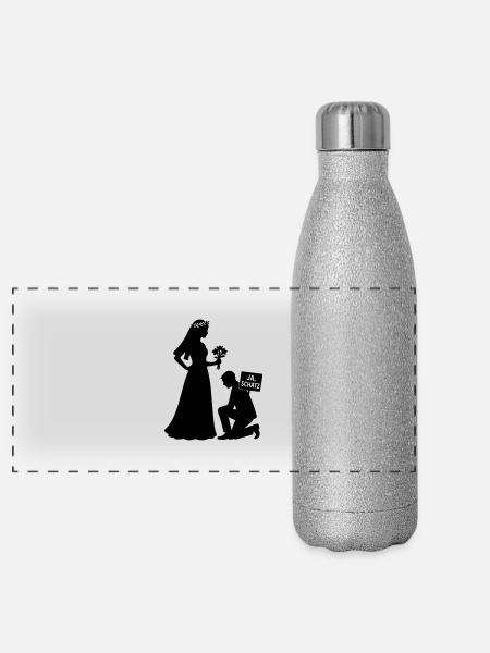 ehepaar - Panorama Glitzer Isolierflasche 500 ml - Silber Glitzer - Vorne