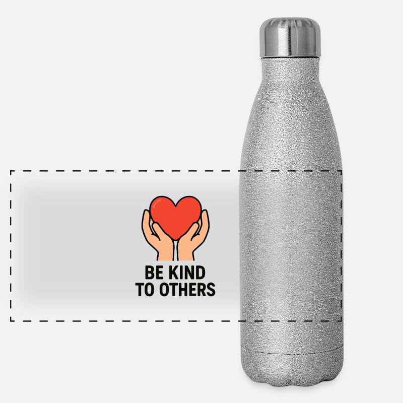 Hände halten Herz der Güte - Panorama Glitzer Isolierflasche 500 ml - Silber Glitzer