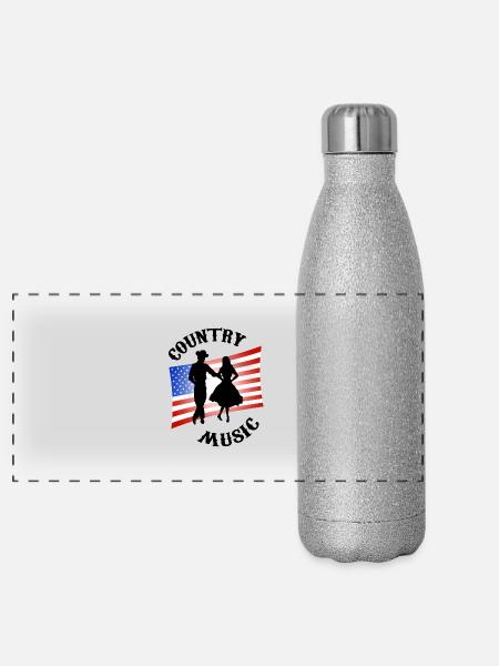 country music - Panoramic Glitter Thermal Bottle 500 ml - silver glitter - Front