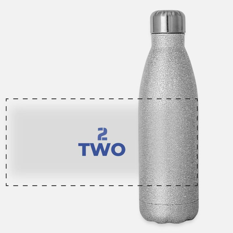 BUCHSTABE NUMMER 2 DESIGN UND TYPOGRAFIE SYMBOL - Panorama Glitzer Isolierflasche 500 ml - Silber Glitzer