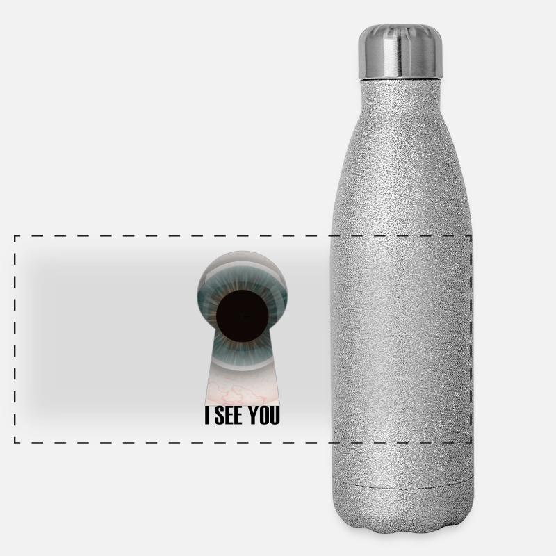 Oeil trou de serrure, I see you Gourde isotherme panoramique pailletée 500 ml