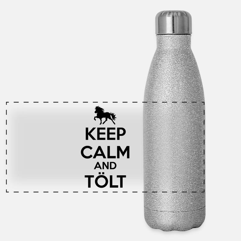 Keep Calm and Tölt Panorama Glitzer Isolierflasche 500 ml
