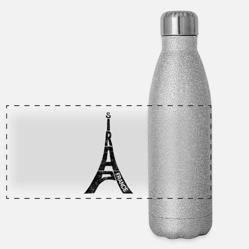 Paris Souvenir Eiffelturm Frankreich Typografie Panorama Glitzer Isolierflasche 500 ml