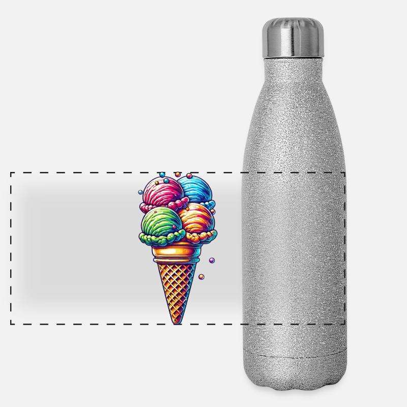 farbenfrohe Eiskreation in lebendigen Farben Panorama Glitzer Isolierflasche 500 ml