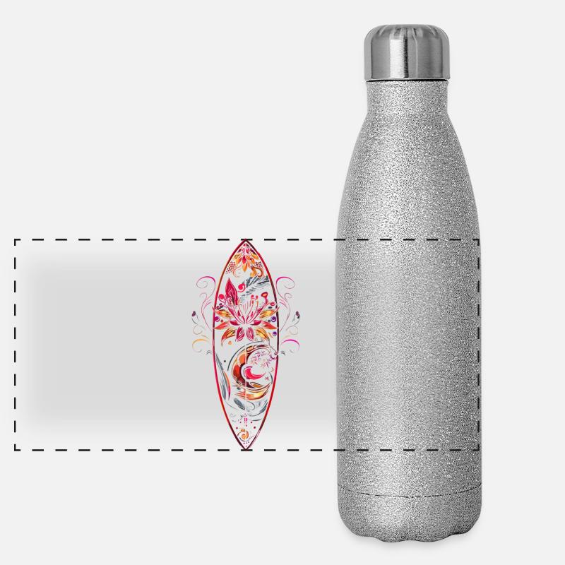 Surfbrett Cartoon Panorama Glitzer Isolierflasche 500 ml
