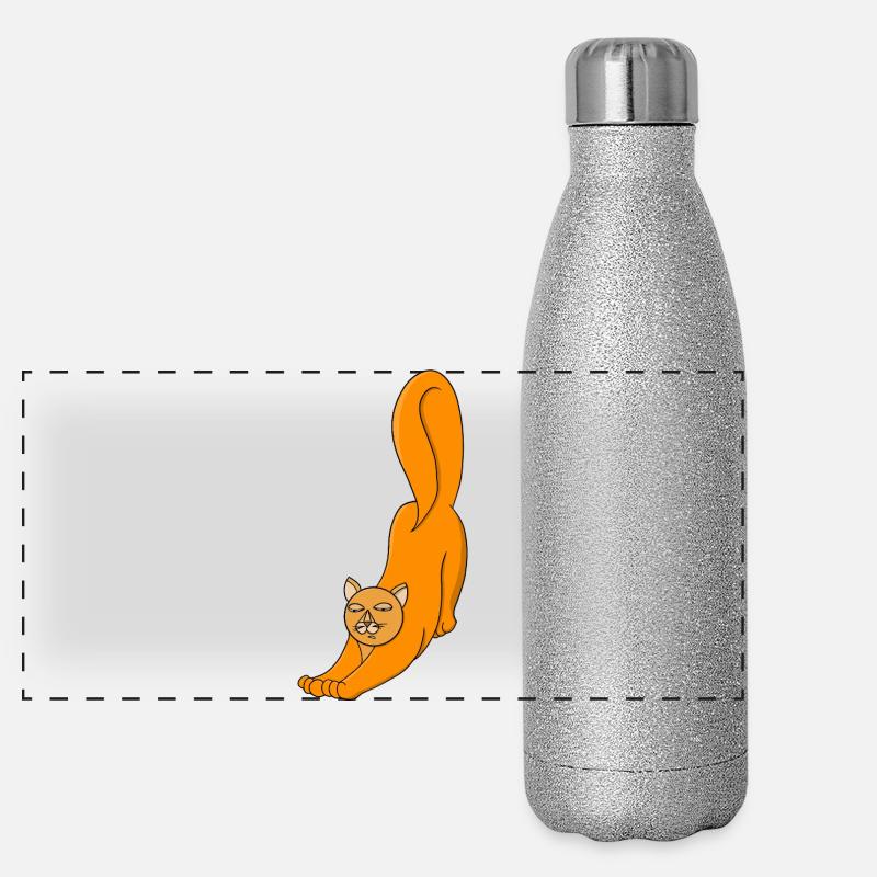 Stretching Orange Cat Panoramic Glitter Thermal Bottle 500 ml