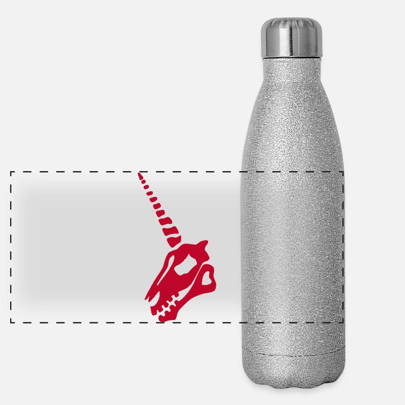 Roter Einhorn-Schädel Panorama Glitzer Isolierflasche 500 ml