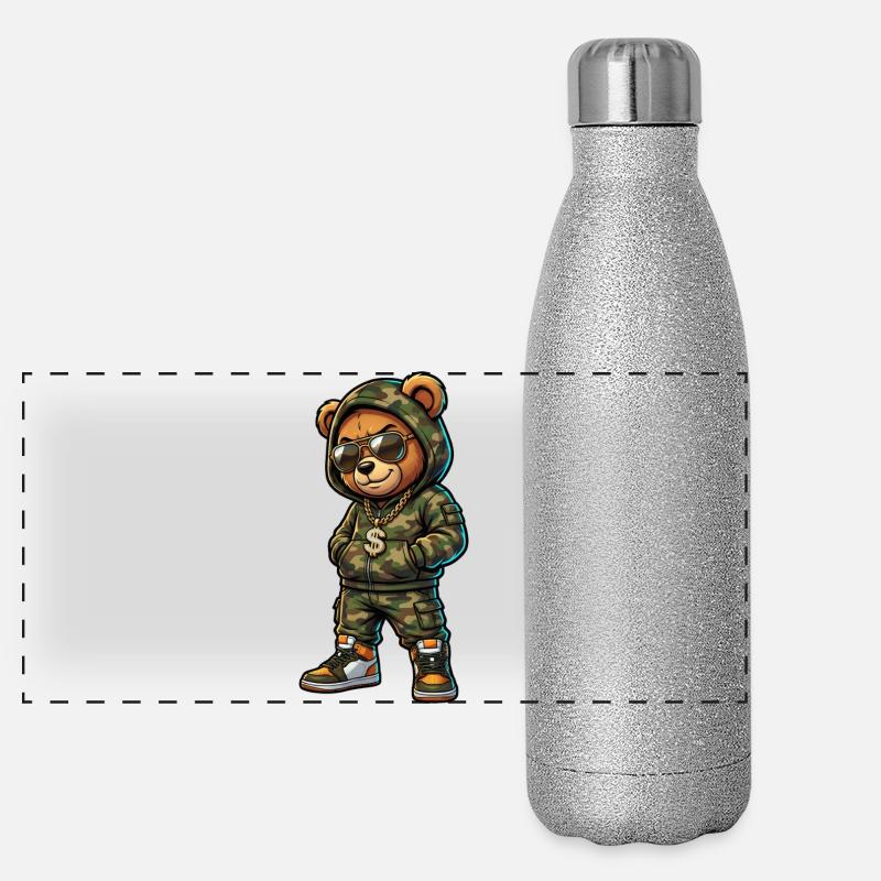 Ours camouflage avec sweat à capuche et pendentif en forme d’un dollar Gourde isotherme panoramique pailletée 500 ml