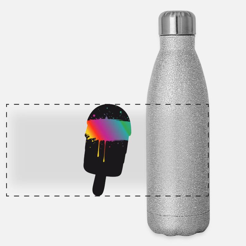 Regenbogen Eis Silhouette Street Art Style  Panorama Glitzer Isolierflasche 500 ml