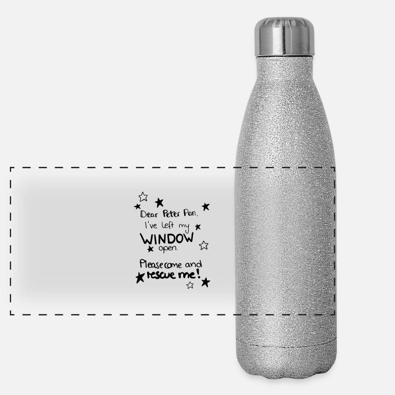 peter pan, Spruch Panorama Glitzer Isolierflasche 500 ml