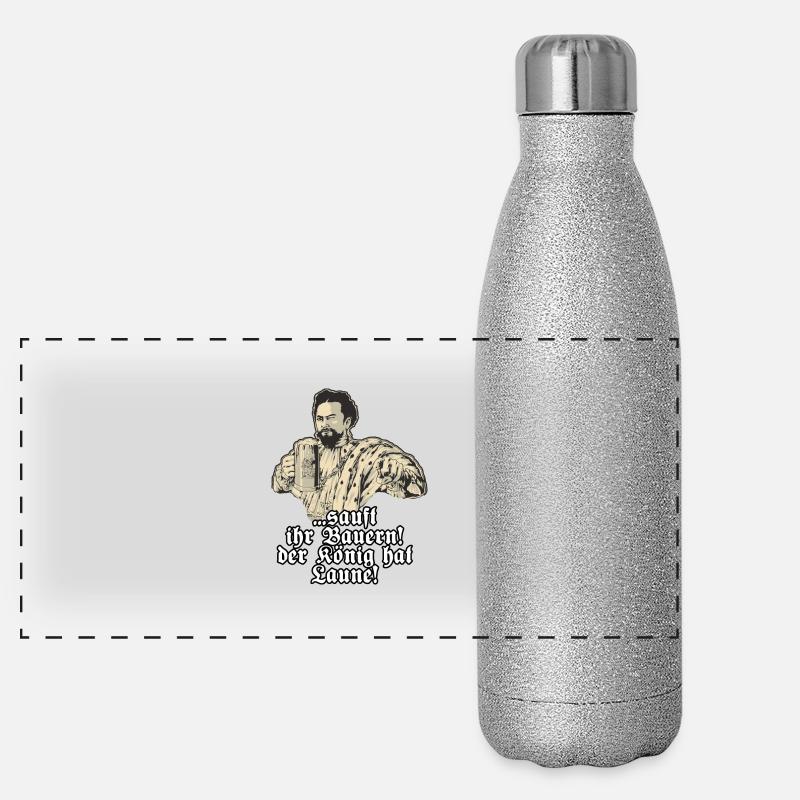 Sauft ihr Bauern - Koenig Ludwig mit Bier - Panorama Glitzer Isolierflasche 500 ml