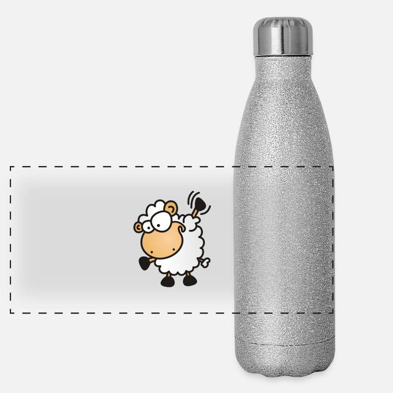 Schaf am winken Panorama Glitzer Isolierflasche 500 ml