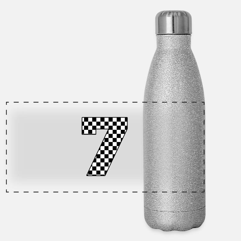 Nummer 7 kariert Panorama Glitzer Isolierflasche 500 ml