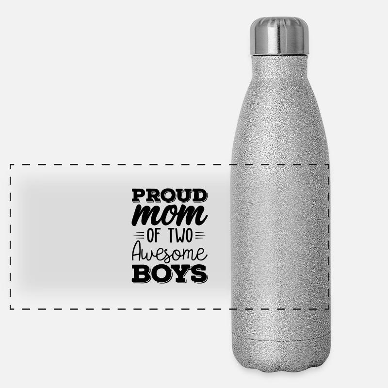 Stolze Mama von zwei tollen Jungs Panorama Glitzer Isolierflasche 500 ml