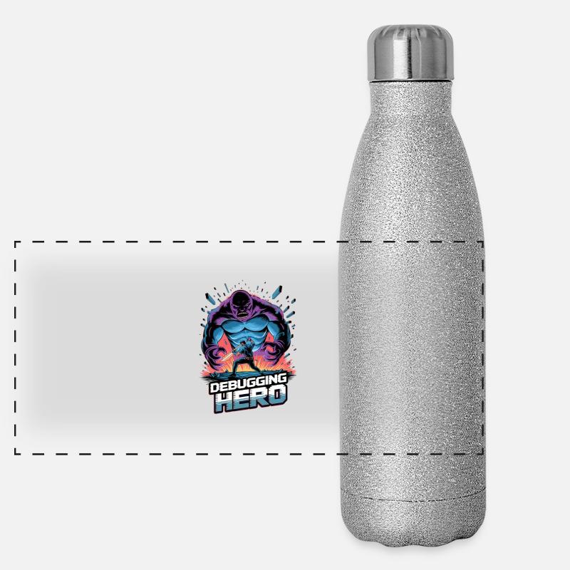 Debugging Hero – Epischer Kampf gegen Code-Monster Panorama Glitzer Isolierflasche 500 ml