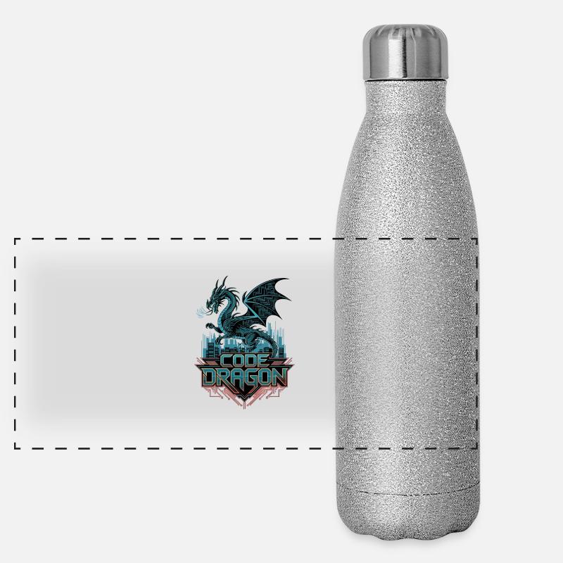 Code Dragon – Cyber bête du monde numérique Gourde isotherme panoramique pailletée 500 ml