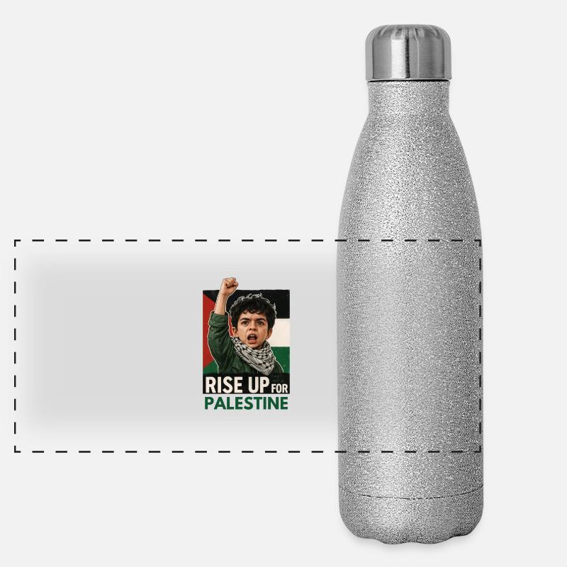 Rise Up For Palestine Powerful Protest Art Panoramic Glitter Thermal Bottle 500 ml