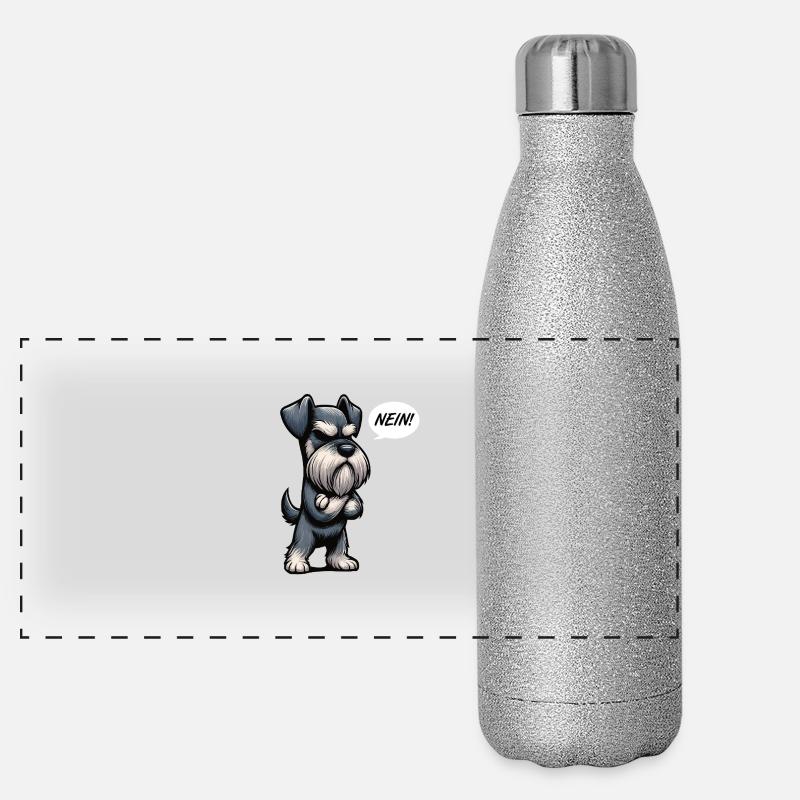 Nein Schnauzer Riesenschnauzer Schnauzerbesitzer Panorama Glitzer Isolierflasche 500 ml
