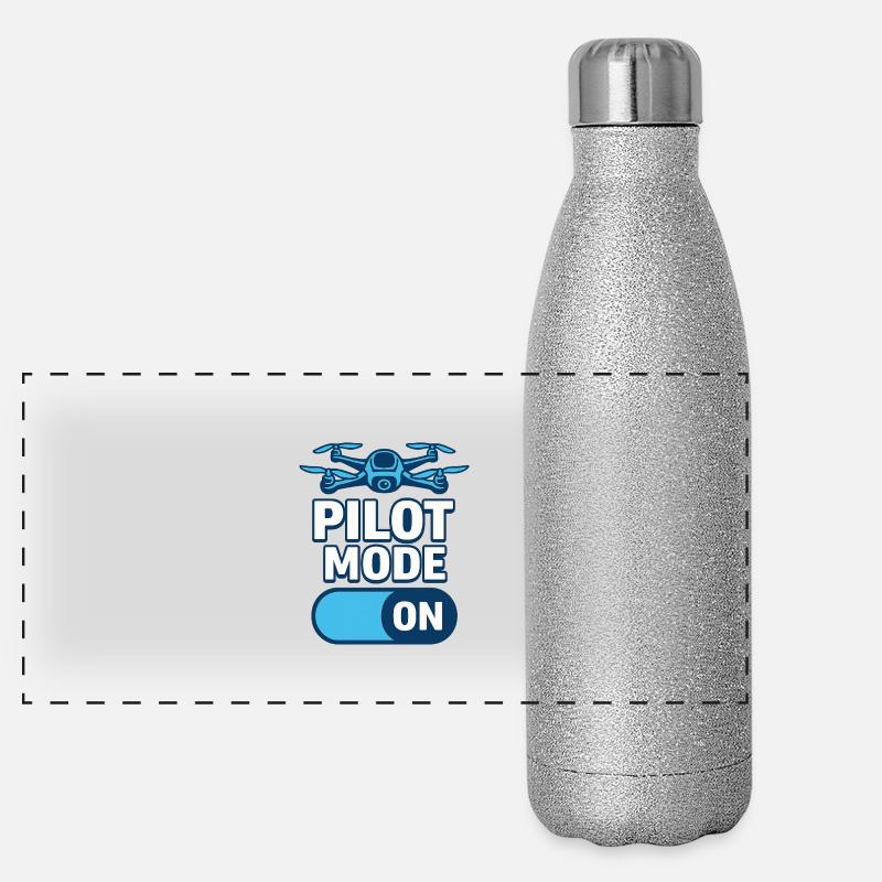 Pilot Mode On – FPV Drohnen-Motiv im Tech-Stil Panorama Glitzer Isolierflasche 500 ml